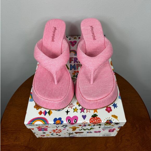New Jeffrey Campbell Denim Drippin Sandal in Pink Women's Size 9.5 - Picture 1 of 8